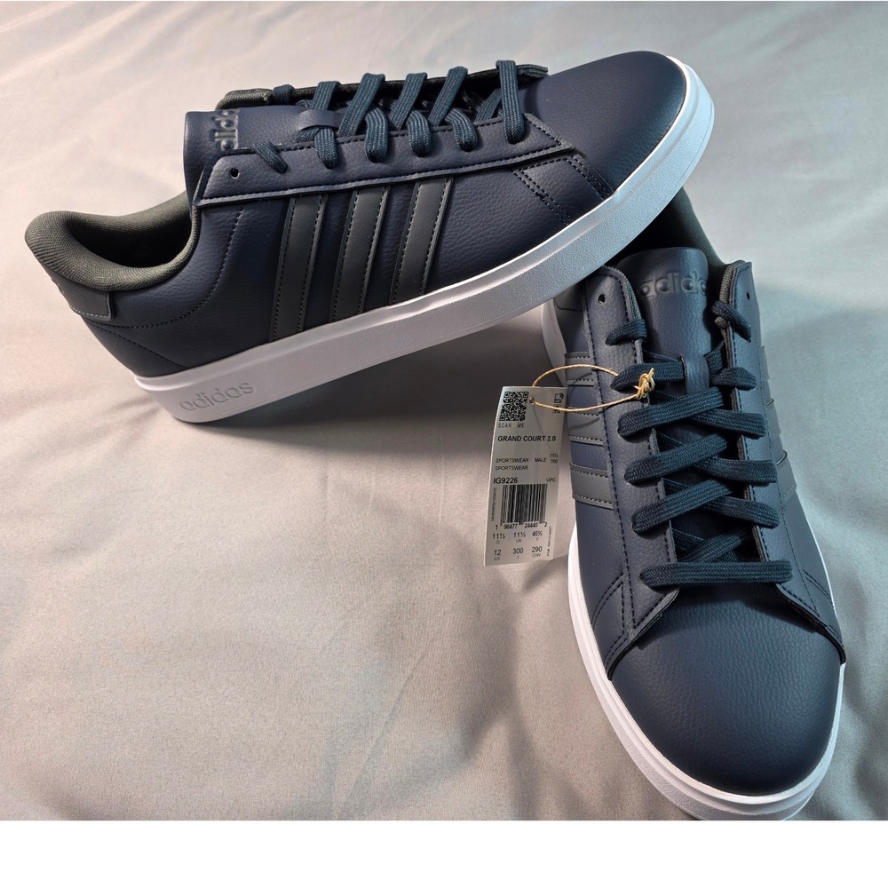 Adidas Grand Court 2.0 Men Size 12 Navy Blue Grey IG9226 Sneakers NEW